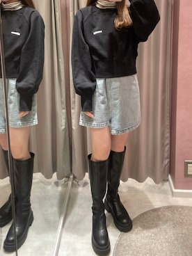 「へザー」｜「アイテム（スウェット）」を使った、mayu さん（レディース・155cm）の冬コーディネート