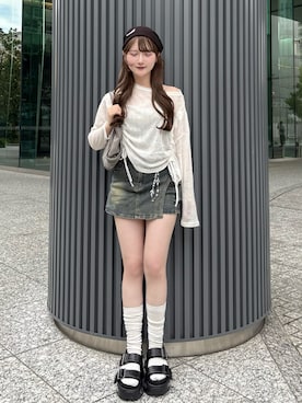 「アイテム（ニットキャップ/ビーニー）」を使った、mayu さん（レディース・155cm）の秋コーディネート
