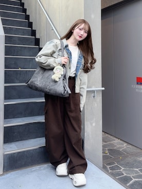 「SLY（スライ）のアイテム（シューズ）」を使った、mayu さん（レディース・155cm）の春コーディネート