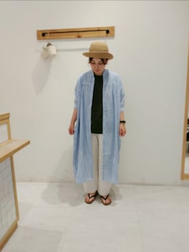 「トングサンダル」｜「アイテム（帽子）」を使った、Yukiko Katoさん（レディース・158cm）の夏コーディネート