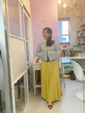 「Simplicite（サンプリシテ）のアイテム（スカート）」を使った、こちょこちょキョウコさん（レディース・151cm）の夏コーディネート