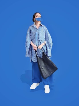 「スリット」｜「アイテム（スラックス）」を使った、理翔 / rishangさん（レディース・154cm）の夏コーディネート