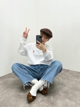 「KANGOL（カンゴール）のアイテム（ハンチング/ベレー帽）」を使った、mahoさん（レディース・159cm）の秋コーディネート