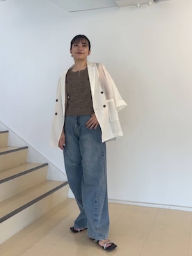 「アイテム（テーラードジャケット、ホワイト系）」を使った、ナギサさん（レディース・160cm）の夏コーディネート