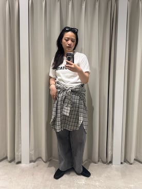 「SENSE OF PLACE by URBAN RESEARCH(センスオブプレイスバイアーバンリサーチ)のグラフィックTシャツ(半袖)(Tシャツ/カットソー、その他)」を使った、ナギサさん(レディース・160cm)の夏コーディネート