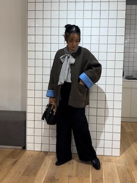 「アイテム（ノーカラーコート）」を使った、ナギサさん（レディース・160cm）の秋コーディネート