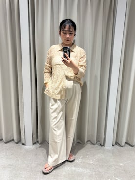 「SENSE OF PLACE by URBAN RESEARCH(センスオブプレイスバイアーバンリサーチ)のパッチワークレースシャツ(シャツ/ブラウス、ベージュ系)」を使った、ナギサさん(レディース・160cm)の夏コーディネート