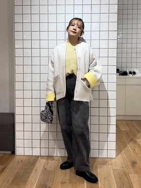 「アイテム（ノーカラーコート）」を使った、ナギサさん（レディース・160cm）の秋コーディネート