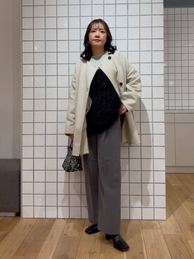 「アイテム（ノーカラーコート）」を使った、ナギサさん（レディース・160cm）の冬コーディネート