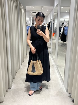 「SMELLY（スメリー）のステンレスカラーボールビーズネックレス（ネックレス、レッド系）」を使った、ナギサさん（レディース・160cm）の夏コーディネート