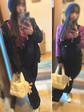 「アイテム（オールインワン・サロペット、ブラック系）」を使った、sandyさん（レディース・160cm）の冬コーディネート