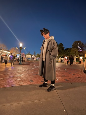 「HARE（ハレ）のアイテム（ステンカラーコート）」を使った、ブチャラティさん（メンズ・177cm）の冬コーディネート