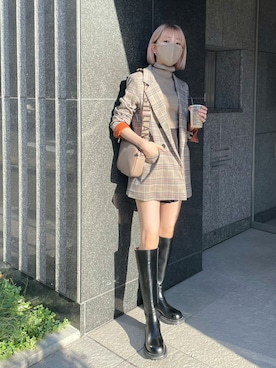 「ISOOK（アイスー）のアイテム（ジャケット/アウター）」を使った、松尾瞳さん（レディース・157cm）の秋コーディネート