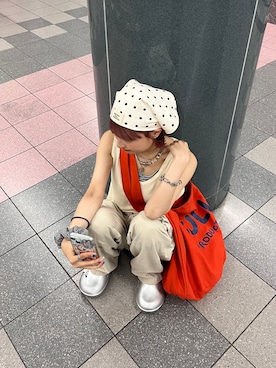 「アイテム（ヘアアクセサリー）」を使った、華愛さん（レディース・149cm）の夏コーディネート