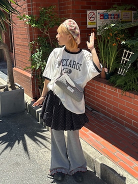 「アイテム（ハンチング/ベレー帽）」を使った、華愛さん（レディース・149cm）の夏コーディネート