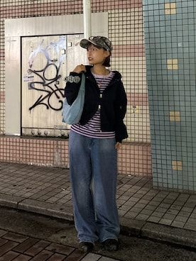 「アイテム（シュシュ）」を使った、華愛さん（レディース・149cm）の秋コーディネート