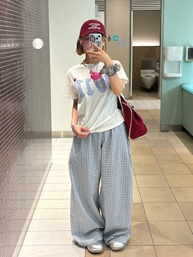 「アイテム（ヘアアクセサリー）」を使った、華愛さん（レディース・149cm）の夏コーディネート