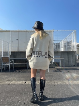 「WHITELAND（ホワイトランド）のアイテム（ハット）」を使った、yunaさん（レディース・155cm）の秋コーディネート