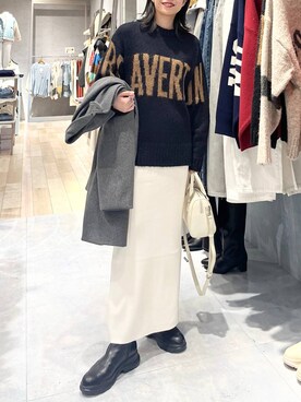 「LEPSIM（レプシィム）のアイテム（チェスターコート）」を使った、エムアイさん（レディース・162cm）の冬コーディネート