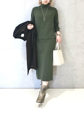 「LEPSIM」｜「アイテム（ノーカラーコート）」を使った、エムアイさん（レディース・162cm）の冬コーディネート