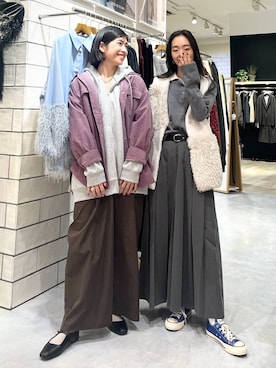 「LEPSIM（レプシィム）のイージーコクーンワイドパンツ　499926（その他パンツ）」を使った、エムアイさん（レディース・162cm）の秋コーディネート