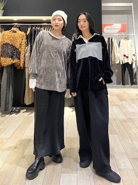 「アイテム（Tシャツ/カットソー、ブラック系）」を使った、エムアイさん（レディース・162cm）の冬コーディネート