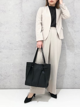 「LEPSIM」｜「アイテム（ノーカラージャケット）」を使った、エムアイさん（レディース・162cm）の冬コーディネート