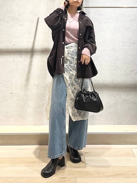 「LEPSIM（レプシィム）のドロストスクエアバッグ　578196（ショルダーバッグ）」を使った、エムアイさん（レディース・162cm）の秋コーディネート
