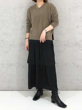 「Soierie（ソワリー）のアイテム（アクセサリー）」を使った、エムアイさん（レディース・162cm）の秋コーディネート