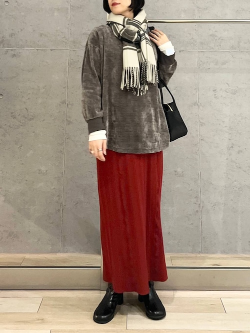 【産前・産後対応】マタニティ／配色メローニットスカート　593622