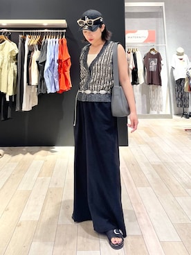 「アイテム（サングラス、ベージュ系）」を使った、エムアイさん（レディース・162cm）の夏コーディネート