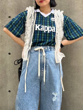 「LEPSIM（レプシィム）のイージーバギーデニム　290477（デニムパンツ）」を使った、エムアイさん（レディース・162cm）の夏コーディネート