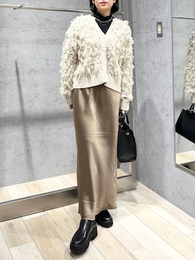 「LEPSIM（レプシィム）のフェイクレザーセンターステッチバッグ　990316（ショルダーバッグ）」を使った、エムアイさん（レディース・162cm）の冬コーディネート