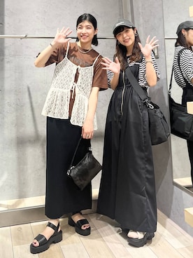 「アイテム（シュシュ）」を使った、エムアイさん（レディース・162cm）の夏コーディネート