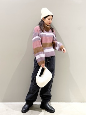 「レプシィム(LEPSIM)」｜「アイテム（カーゴパンツ）」を使った、エムアイさん（レディース・162cm）の秋コーディネート