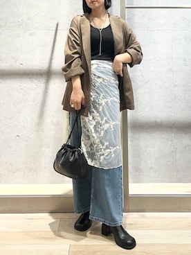 「LEPSIM（レプシィム）のドロストスクエアバッグ　578196（ショルダーバッグ）」を使った、エムアイさん（レディース・162cm）の秋コーディネート