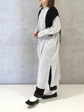 「LEPSIM（レプシィム）のアイテム（シャツワンピース）」を使った、エムアイさん（レディース・162cm）の秋コーディネート