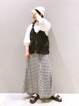 「ニコアンド」｜「アイテム（ニットキャップ/ビーニー）」を使った、エムアイさん（レディース・162cm）の夏コーディネート