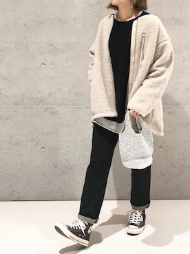 「LEPSIM」｜「アイテム（ノーカラーコート）」を使った、エムアイさん（レディース・162cm）の秋コーディネート