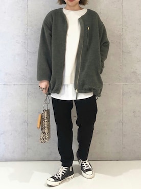 「LEPSIM」｜「アイテム（ノーカラーコート）」を使った、エムアイさん（レディース・162cm）の秋コーディネート