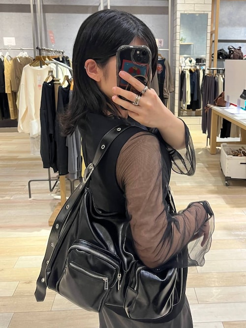 セール】フェイクレザーダブルポケットショルダー 147093（ショルダー