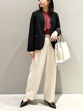 「LEPSIM」｜「アイテム（ノーカラージャケット）」を使った、エムアイさん（レディース・162cm）の冬コーディネート