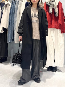「LEPSIM（レプシィム）のアイテム（チェスターコート）」を使った、エムアイさん（レディース・162cm）の冬コーディネート