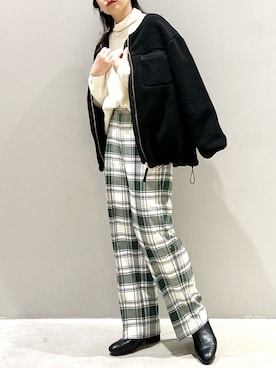 「LEPSIM」｜「アイテム（ノーカラージャケット）」を使った、エムアイさん（レディース・162cm）の秋コーディネート