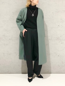 「LEPSIM」｜「アイテム（ノーカラーコート）」を使った、エムアイさん（レディース・162cm）の冬コーディネート