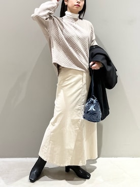 「スクエアトゥ」｜「アイテム（チェスターコート）」を使った、エムアイさん（レディース・162cm）の冬コーディネート