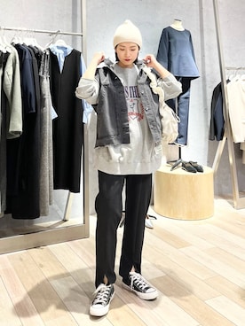 「LEPSIM（レプシィム）のアイテム（イヤリング）」を使った、エムアイさん（レディース・162cm）の冬コーディネート