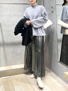 「LEPSIM（レプシィム）のアイテム（チェスターコート）」を使った、エムアイさん（レディース・162cm）の冬コーディネート