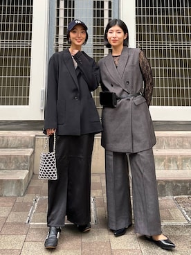 「アイテム（ボディバッグ/ウエストポーチ、ブラウン系）」を使った、エムアイさん（レディース・162cm）の秋コーディネート