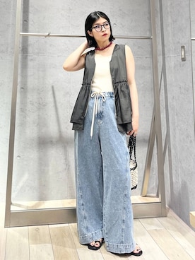 「メガネ」｜「アイテム（アクセサリー）」を使った、エムアイさん（レディース・162cm）の夏コーディネート
